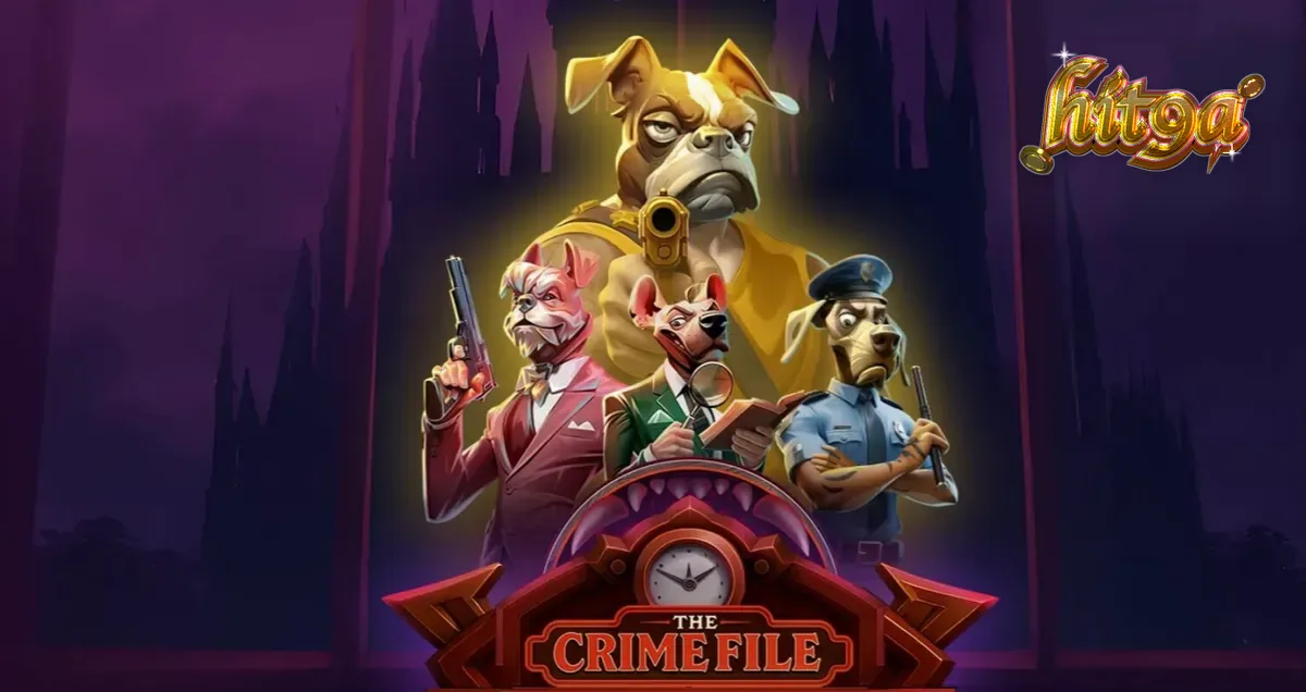 Tampilan visual noir dari slot The Crime File dengan detektif anjing